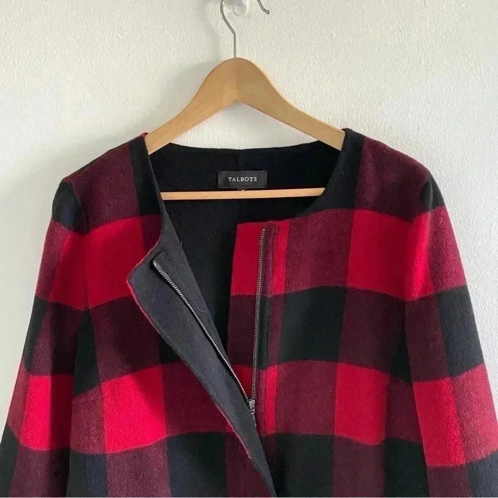 TALBOTS BUFFALO PLAID DOUBLE-FACE TOPPER COAT JACKET‎ Sz M